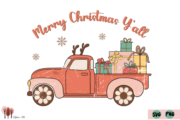 Christmas Tree Truck SVG PNG for Graphics and Crafts