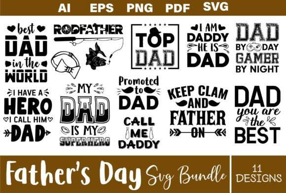 Fathers Day SVG Bundle: Dad Cut File Graphics & Crafts