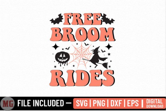 Free Broom Rides – Halloween SVG for Graphics & Crafts
