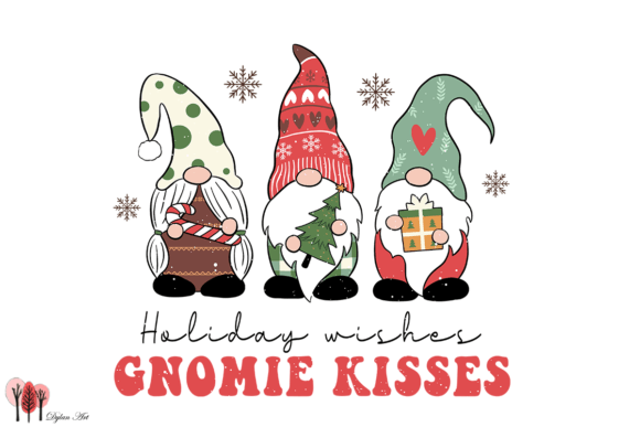 Holiday Wishes Gnomie Kisses SVG PNG