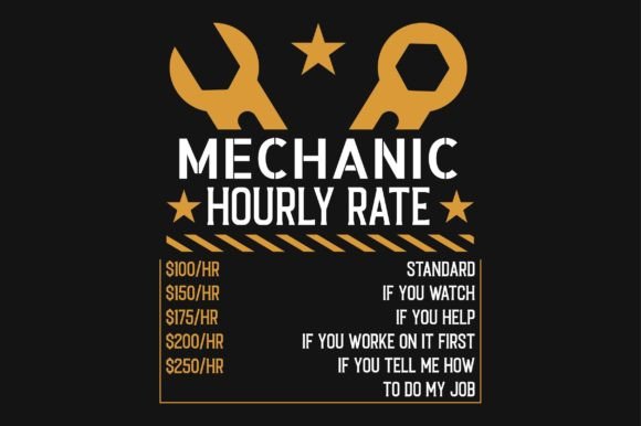 Mechanic Hour Rate SVG Graphics for Crafts