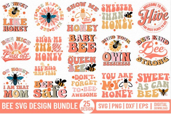 Retro Bee Svg Bundle Vol.2