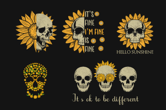 Skull Sunflower SVG Sublimation Bundle for Graphics and Crafts